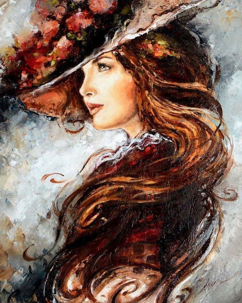 Dame en Rouge Peinture par Numéros