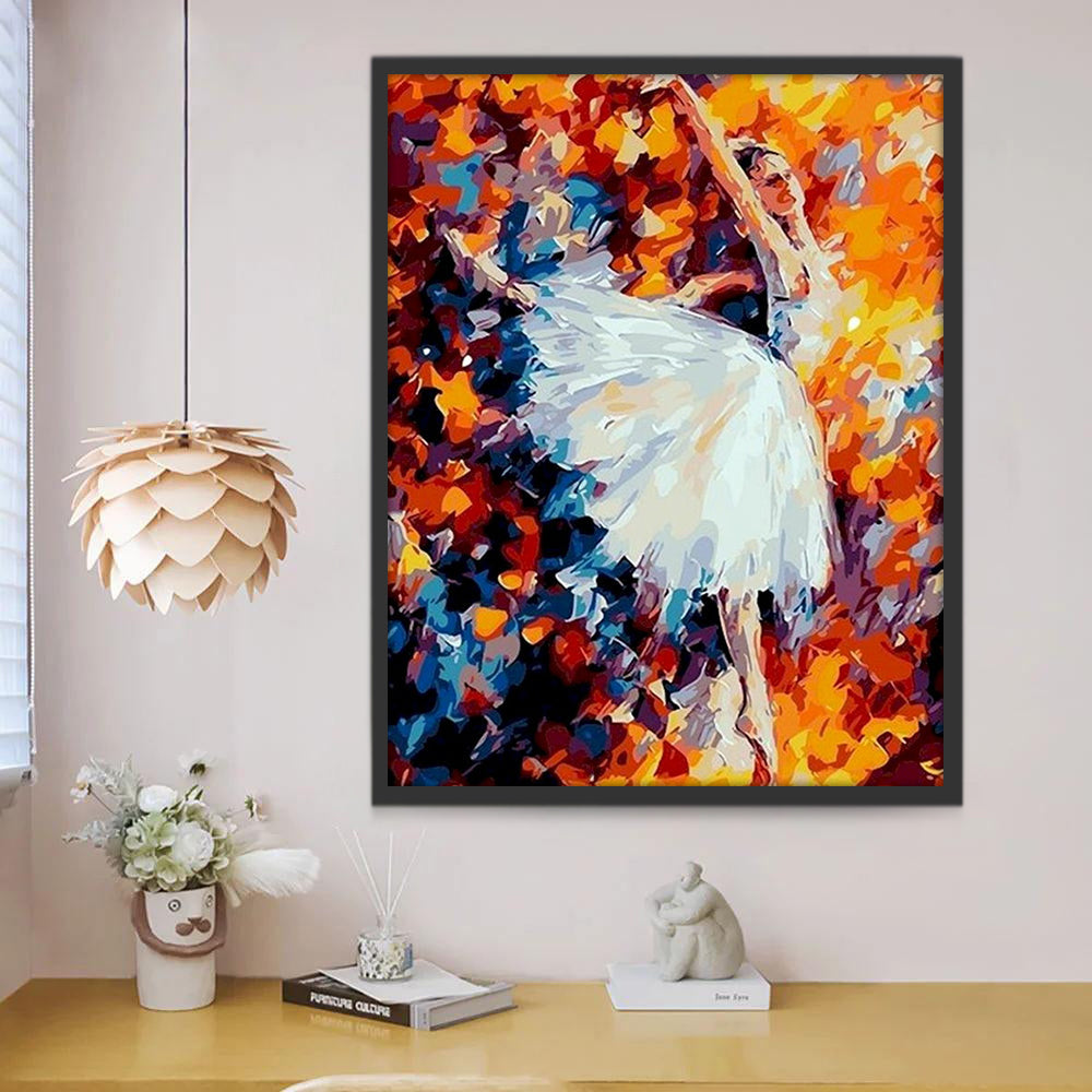 Danseuse de Ballet en Robe Blanche Peinture par Numéros