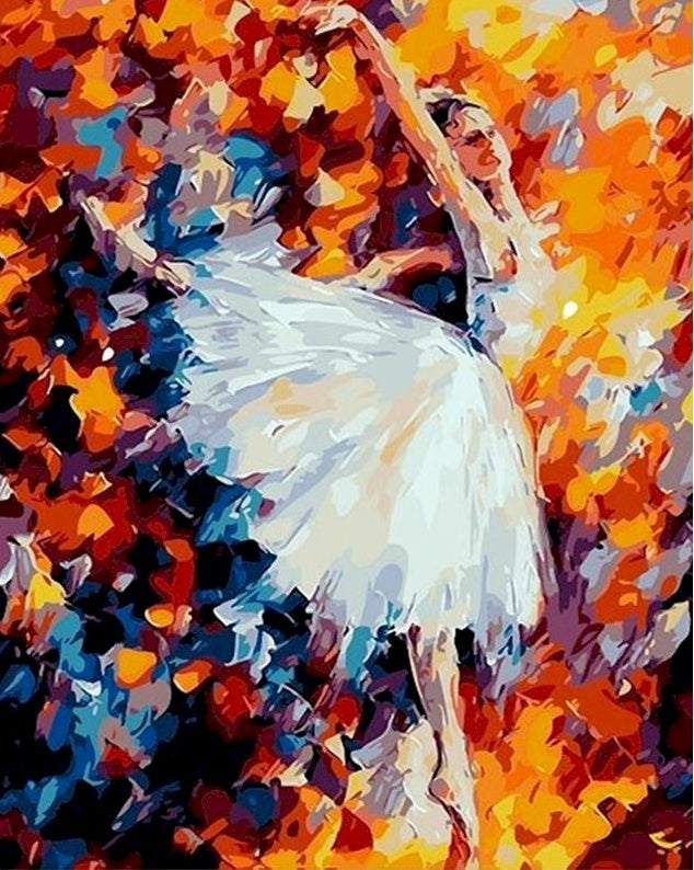 Danseuse de Ballet en Robe Blanche Peinture par Numéros