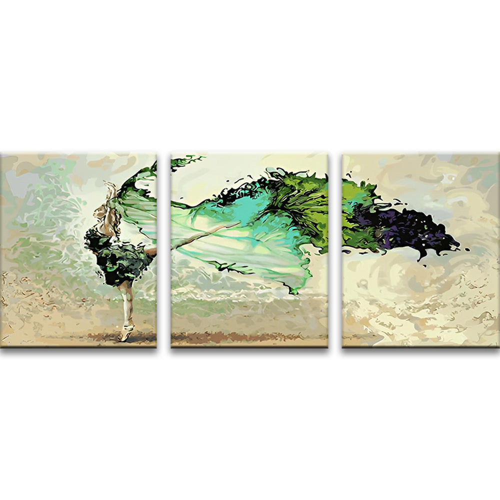 Danseuse en Vert 3 Partie Peinture par Numéros