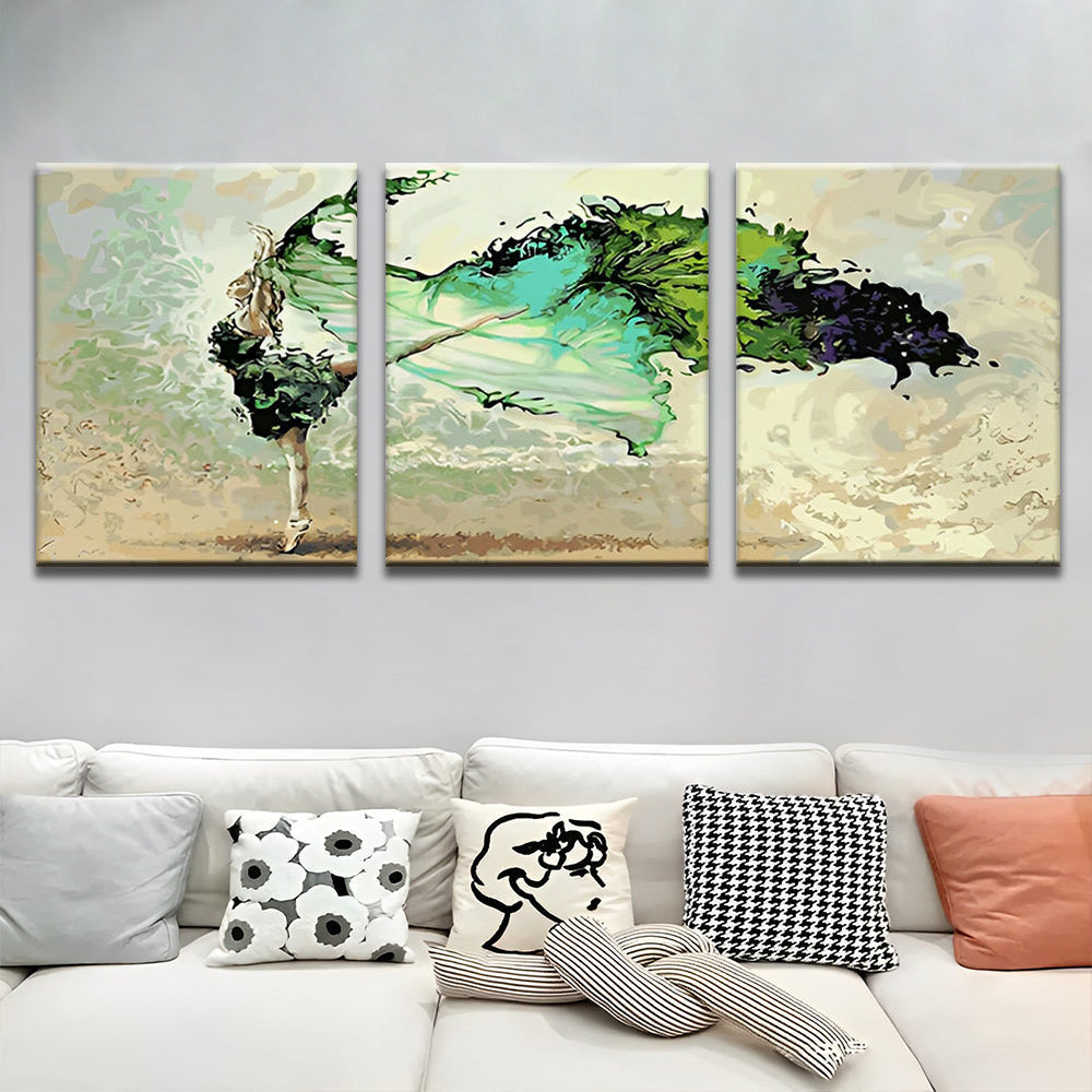 Danseuse en Vert 3 Partie Peinture par Numéros