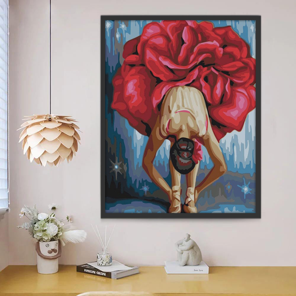 Danseuse et Robe de Rose Peinture par Numéros