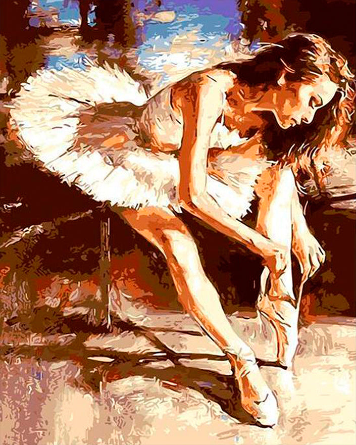 Danseuse Portant des Chaussures de Danse Peinture par Numéros