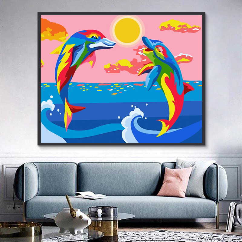 Dauphins Colorés Peinture par Numéros
