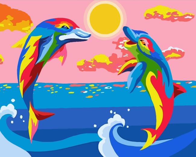 Dauphins Colorés Peinture par Numéros