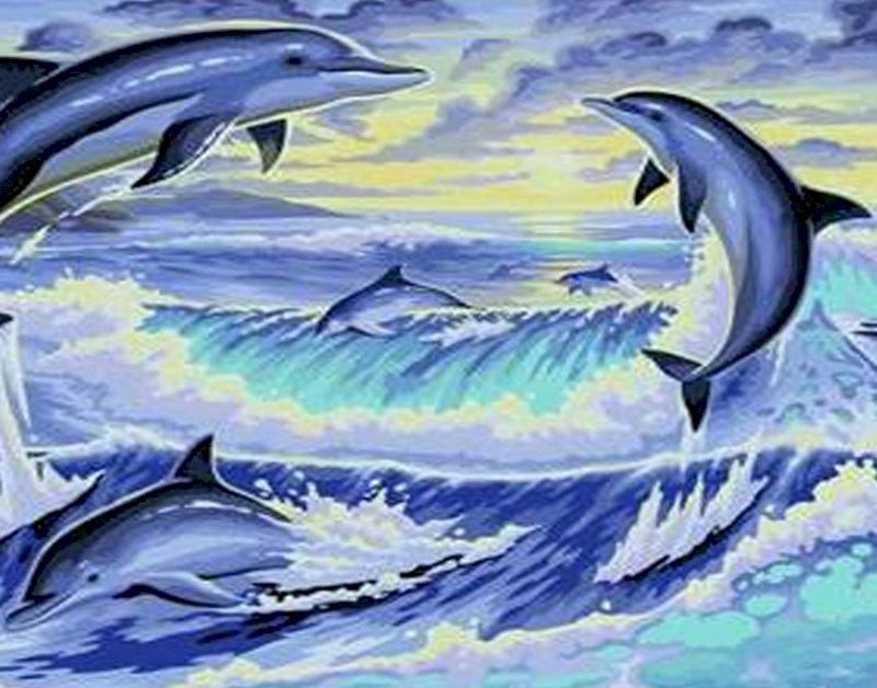 Dauphins dans la Mer Peinture par Numéros