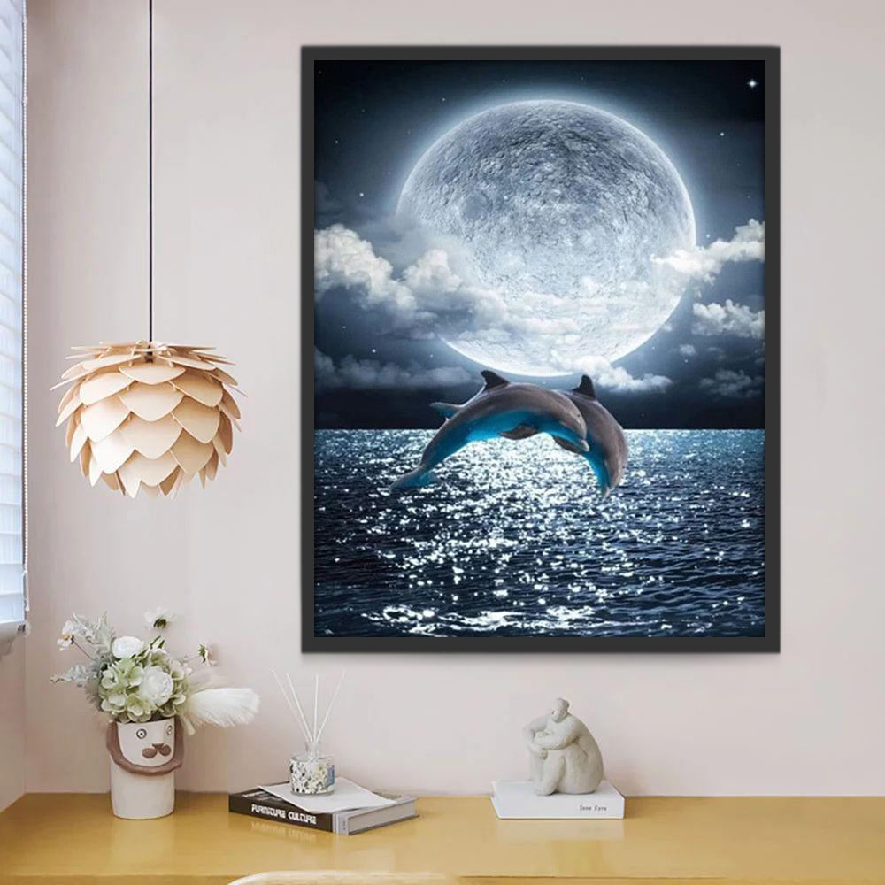 Dauphins et la Lune Peinture par Numéros