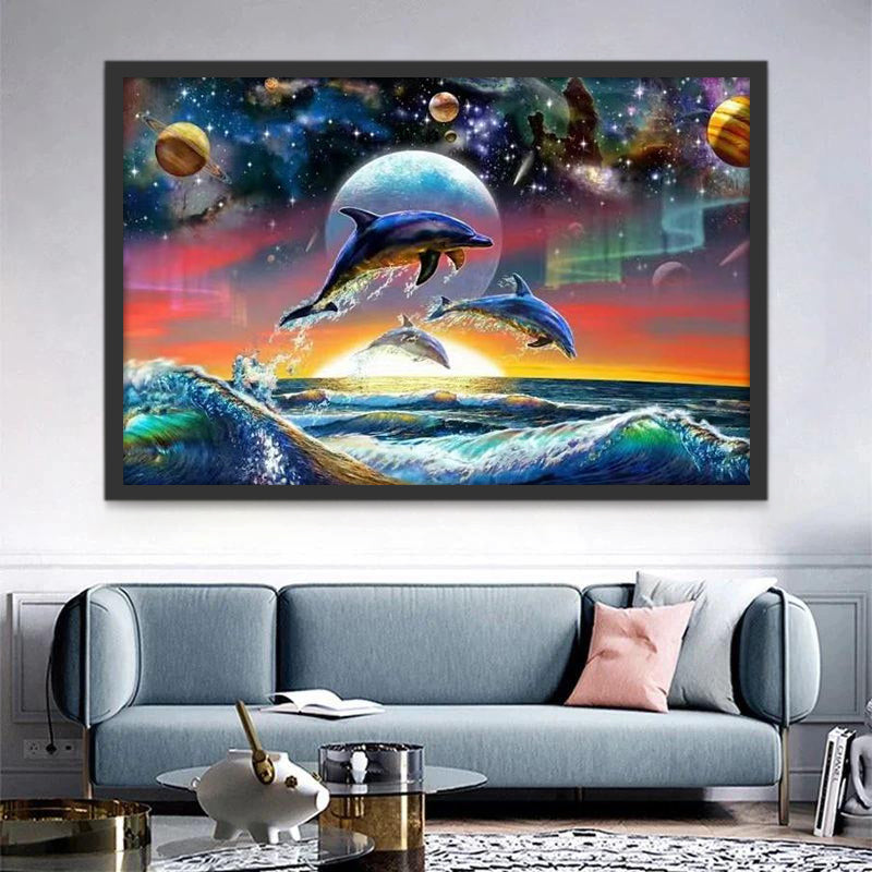 Dauphins et Planètes Peinture par Numéros