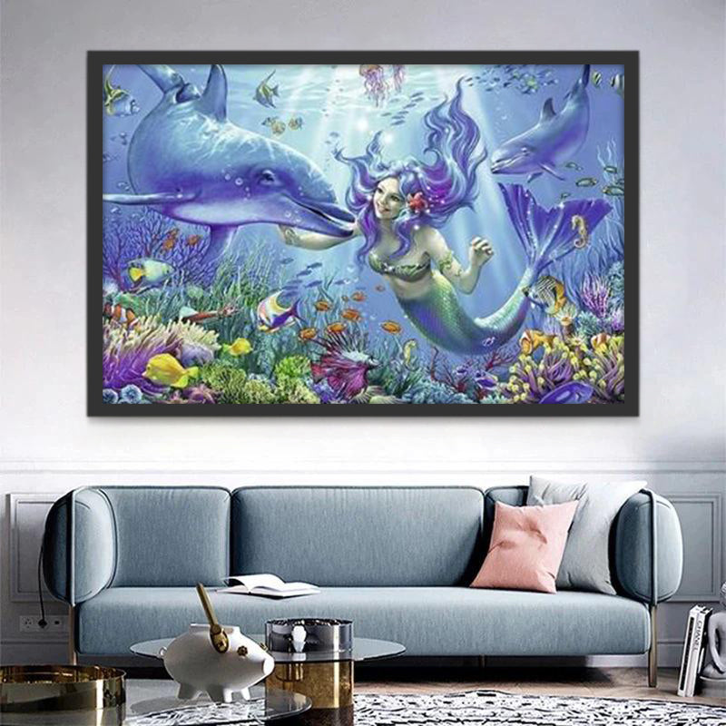 Dauphins et Sirène Peinture par Numéros