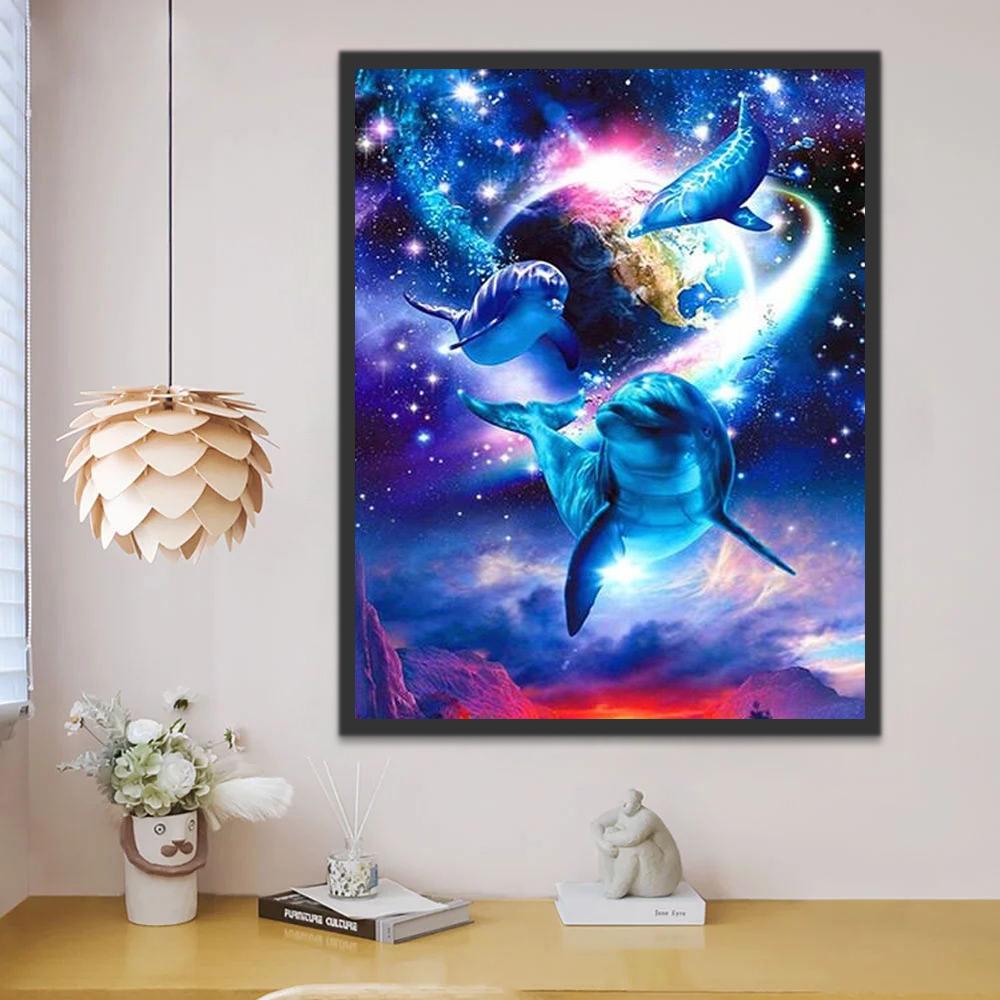 Dauphins et Terre Peinture par Numéros