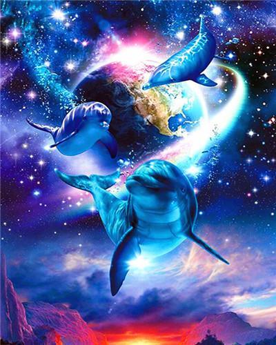 Dauphins et Terre Peinture par Numéros