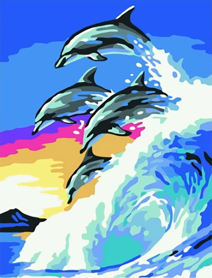 Dauphins et Vagues Peinture par Numéros