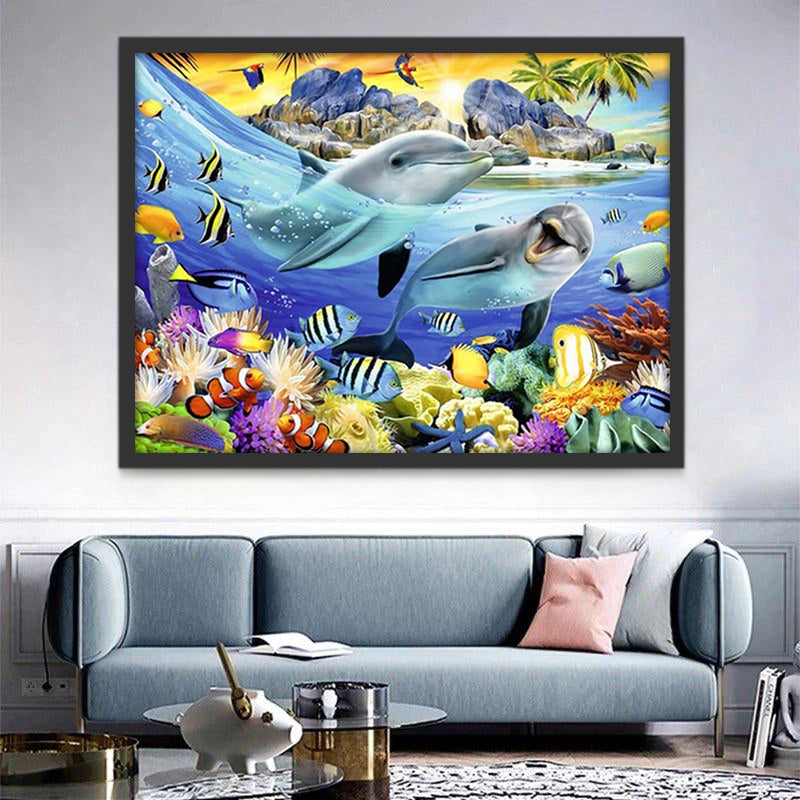 Dauphins Heureux Peinture par Numéros