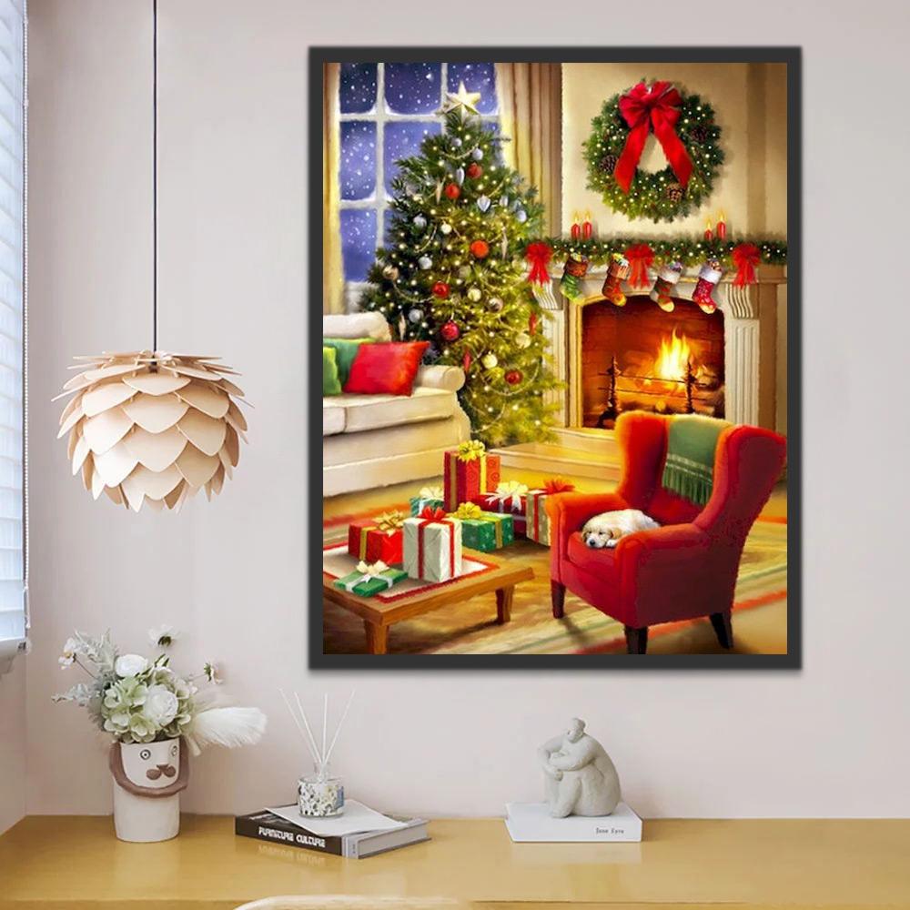 Des cadeaux de Noël dans la pièce Peinture par Numéros