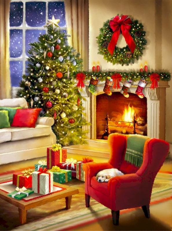 Des cadeaux de Noël dans la pièce Peinture par Numéros