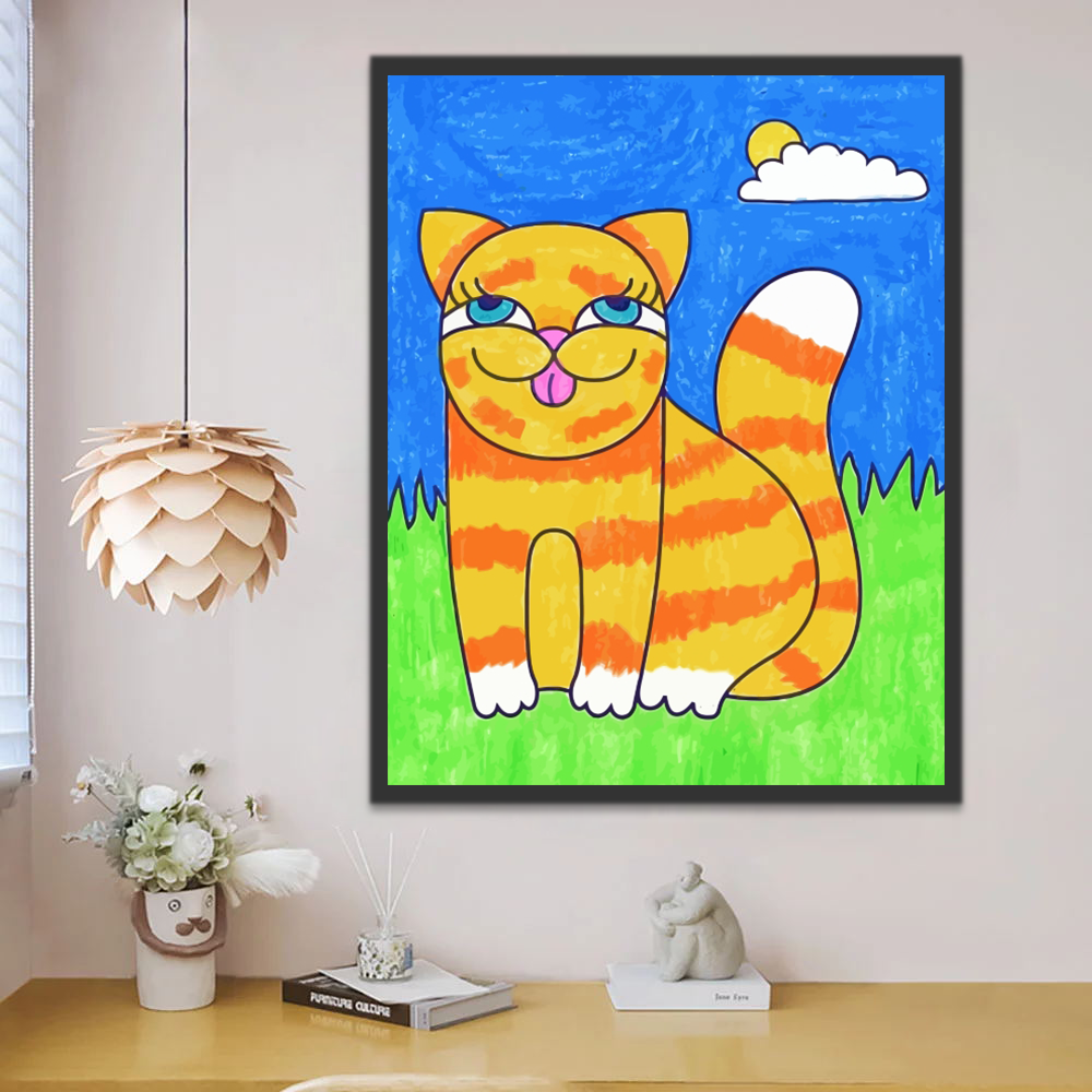 Dessin au Crayon de Chat Roux Enfants Peinture par Numéros