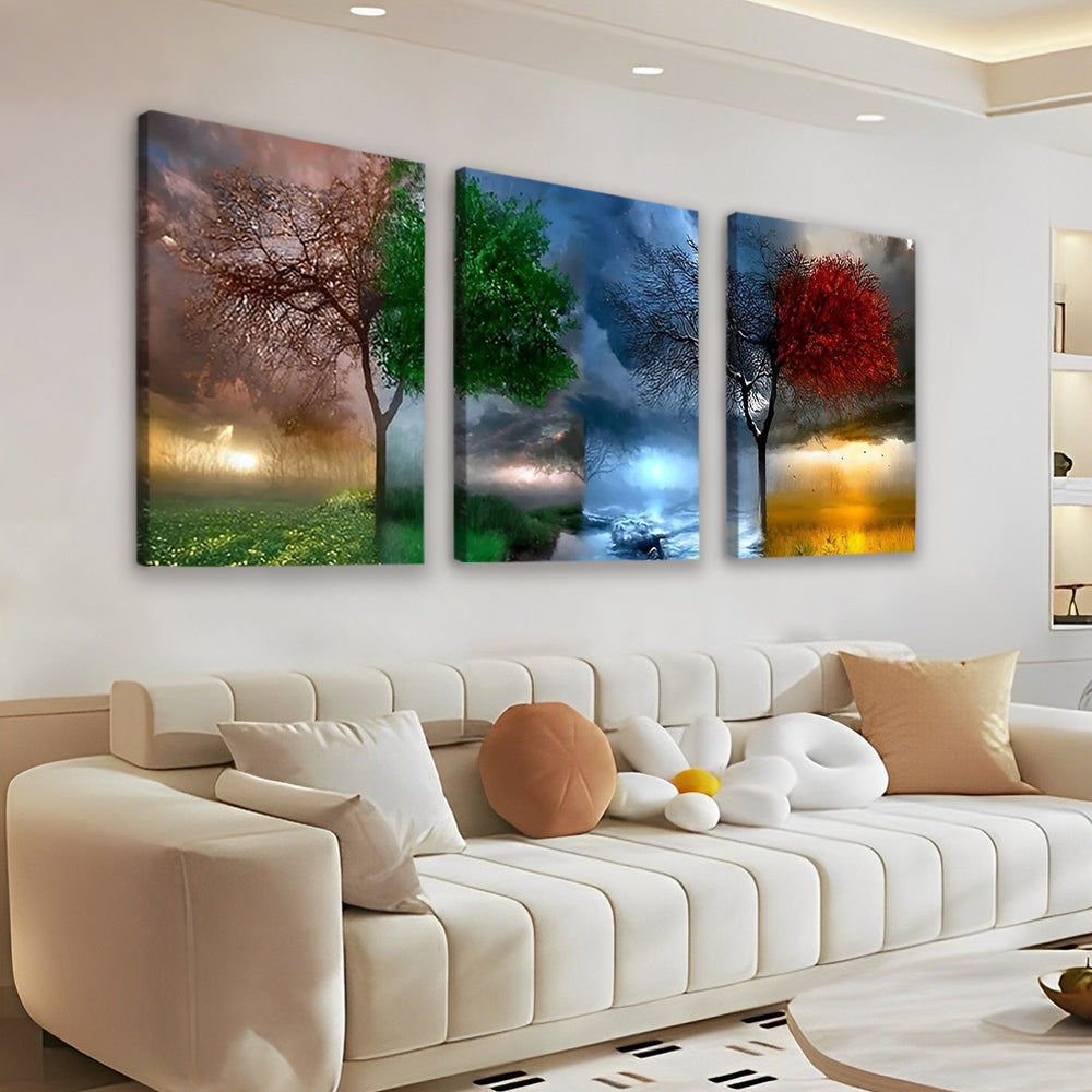 Deux Arbres Colorés 3 Partie Peinture par Numéros