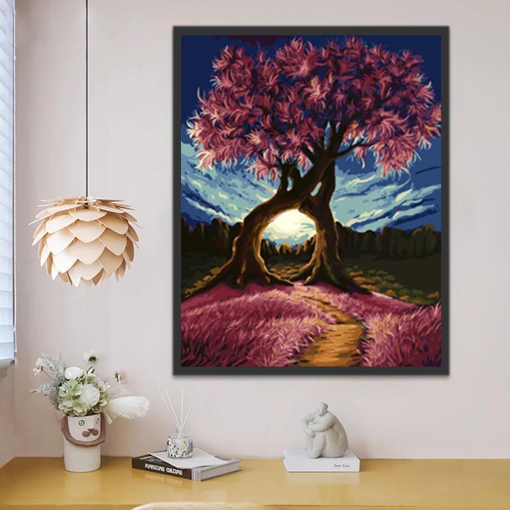 Deux Arbres Magnifiques Peinture par Numéros