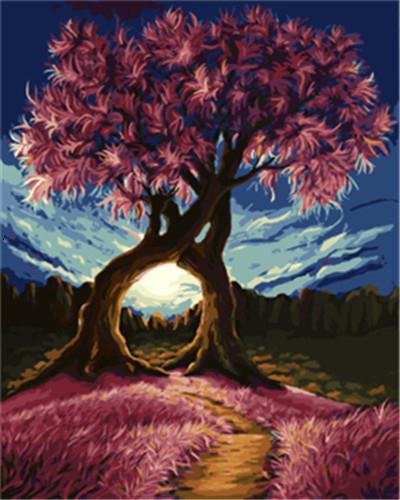 Deux Arbres Magnifiques Peinture par Numéros