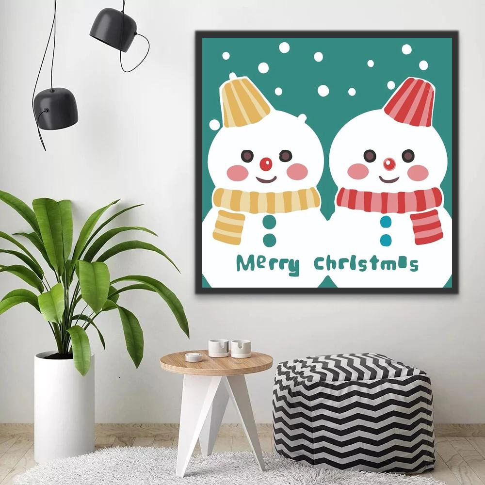 Deux Bonhommes de Neige Noël Peinture par Numéros