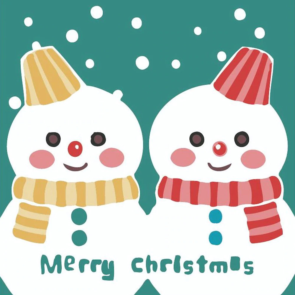 Deux Bonhommes de Neige Noël Peinture par Numéros
