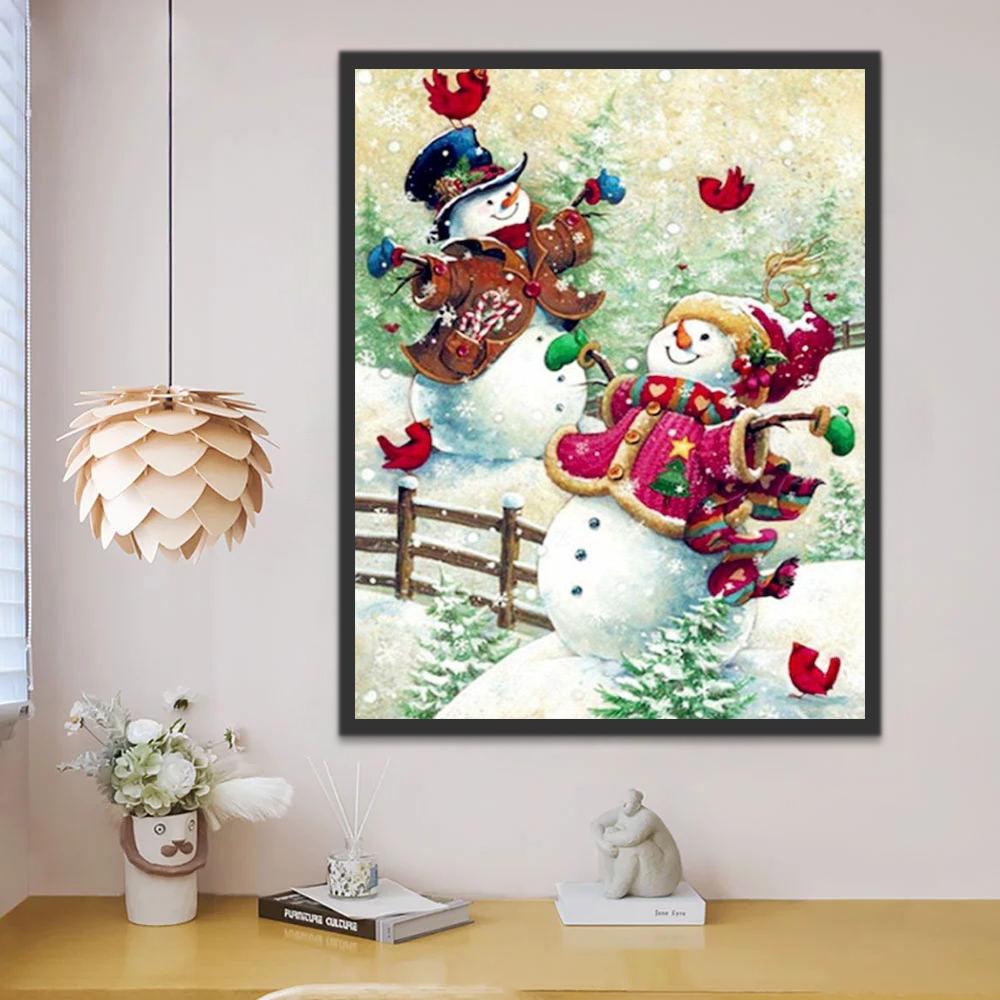 Deux Bonhommes de Neige Peinture par Numéros