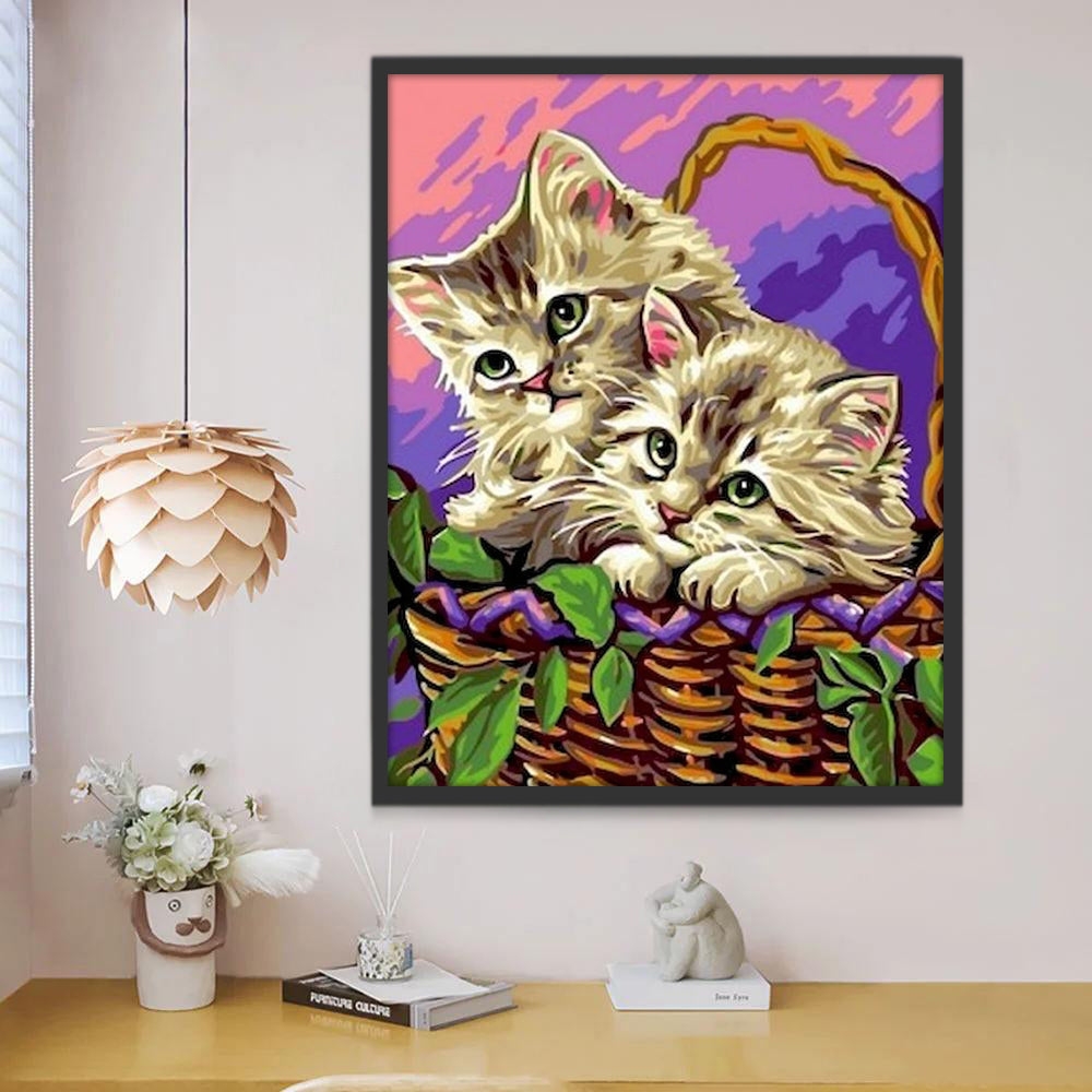 Deux Chatons dans un Panier Peinture par Numéros