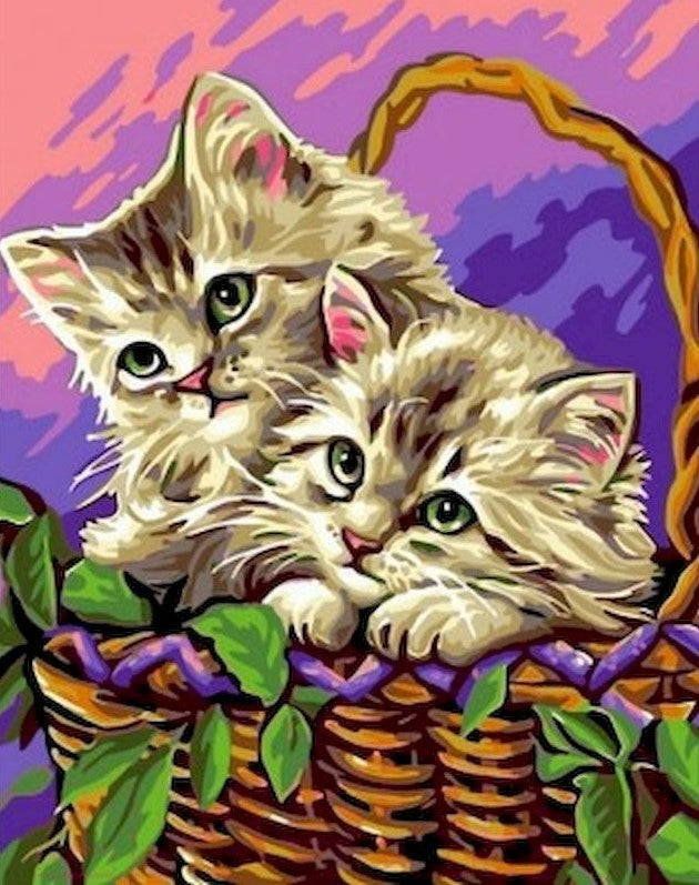 Deux Chatons dans un Panier Peinture par Numéros