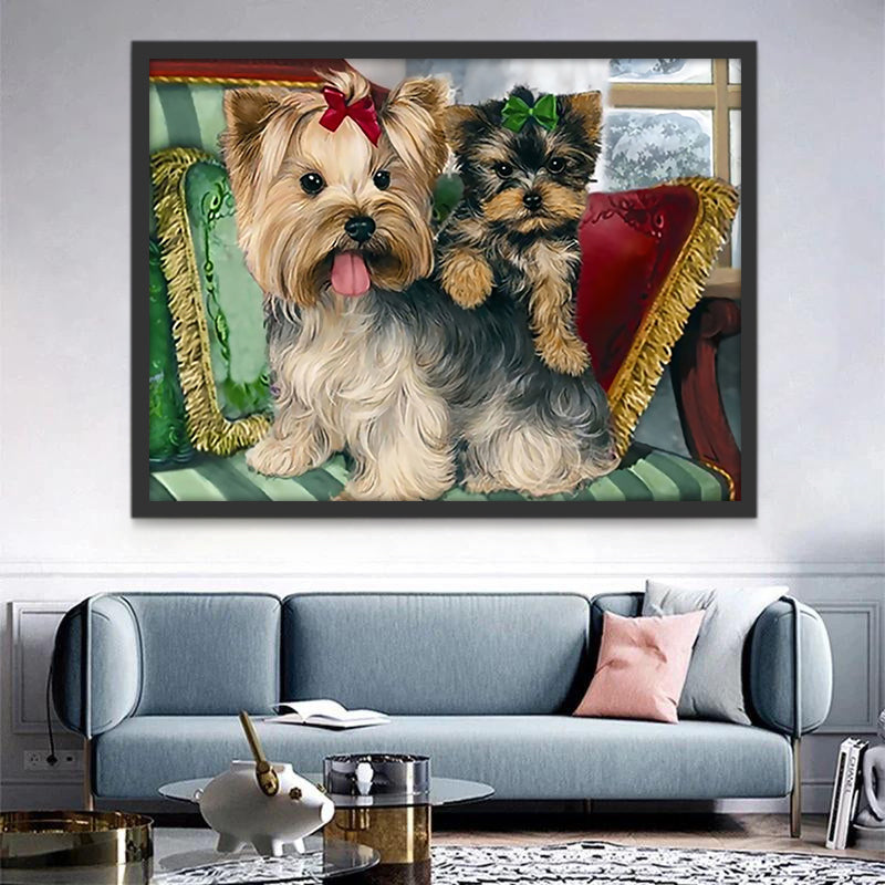 Deux Chiens sur le Canapé Peinture par Numéros
