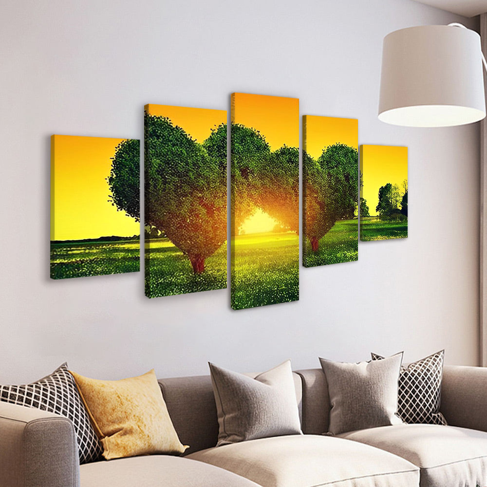 Deux Coeurs et Arbres 5 Partie Peinture par Numéros