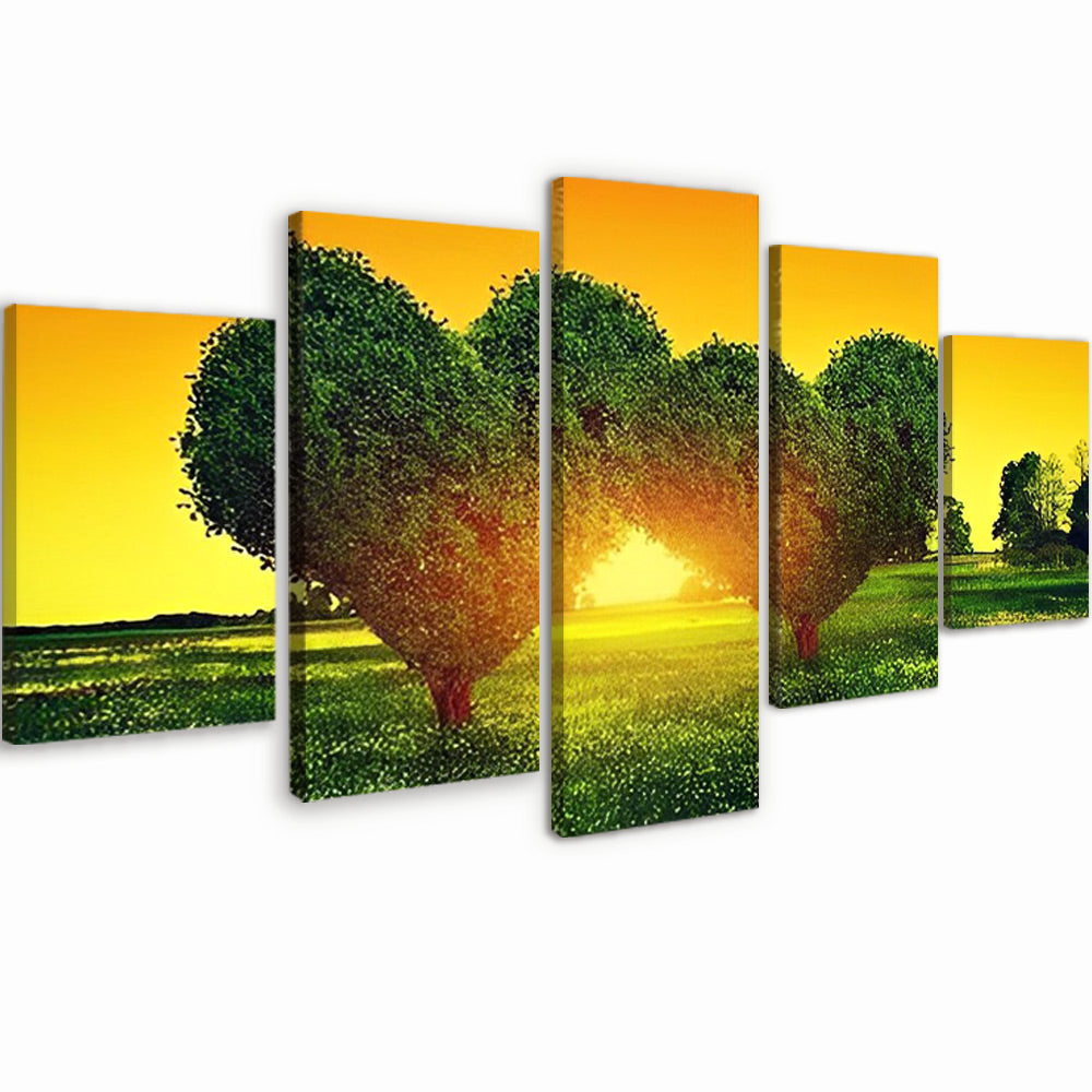 Deux Coeurs et Arbres 5 Partie Peinture par Numéros