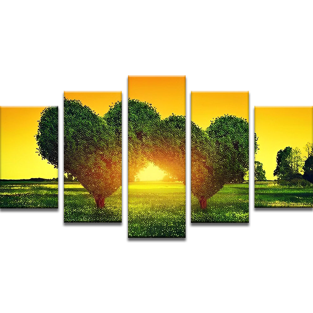 Deux Coeurs et Arbres 5 Partie Peinture par Numéros