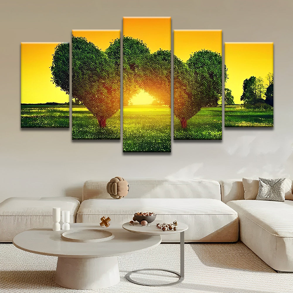 Deux Coeurs et Arbres 5 Partie Peinture par Numéros