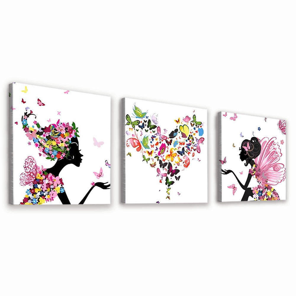 Deux Femmes et Papillons 3 Partie Peinture par Numéros