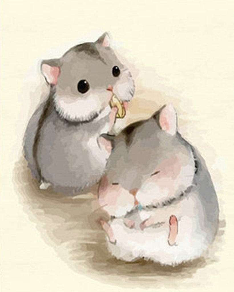 Deux Hamsters Gris Peinture par Numéros