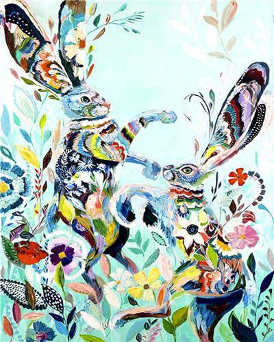 Deux Lapin se Combattant Peinture par Numéros