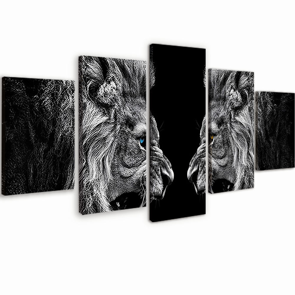 Deux Lions Rugissant 5 Partie Peinture par Numéros