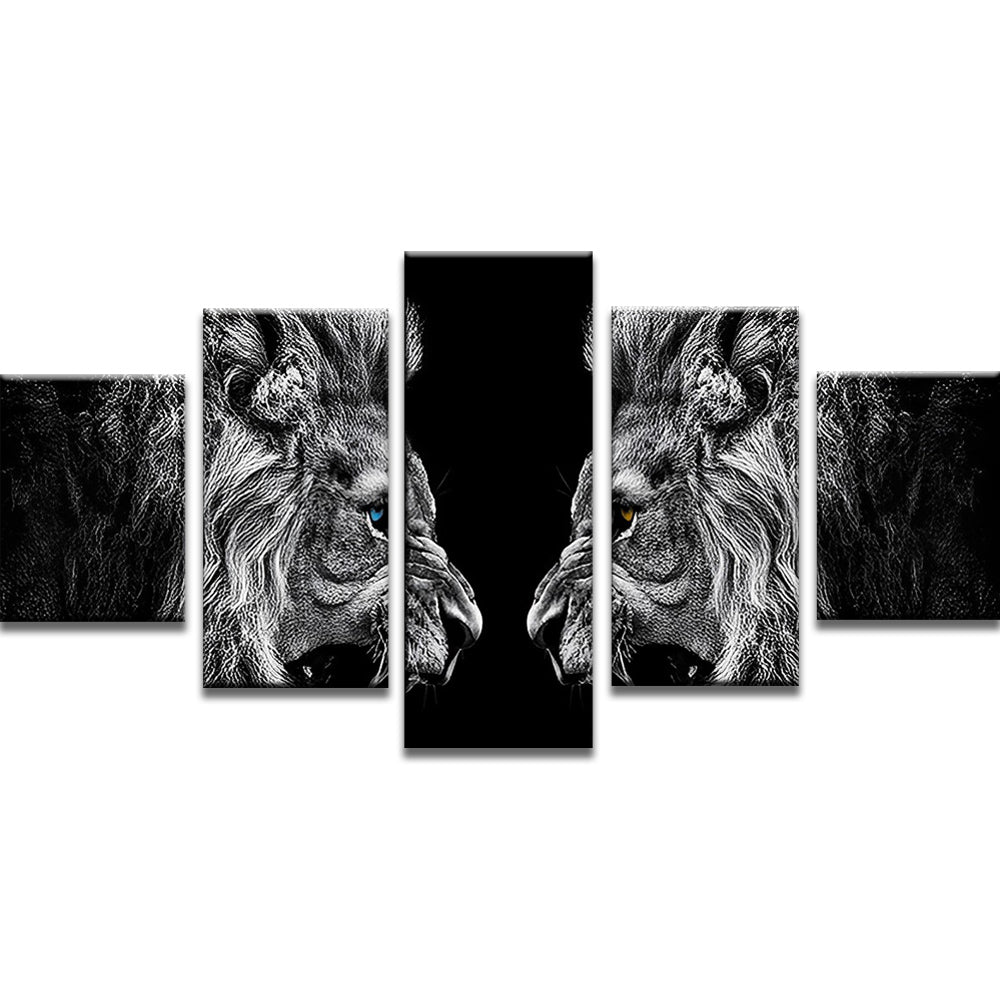 Deux Lions Rugissant 5 Partie Peinture par Numéros