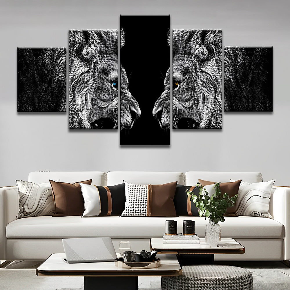 Deux Lions Rugissant 5 Partie Peinture par Numéros