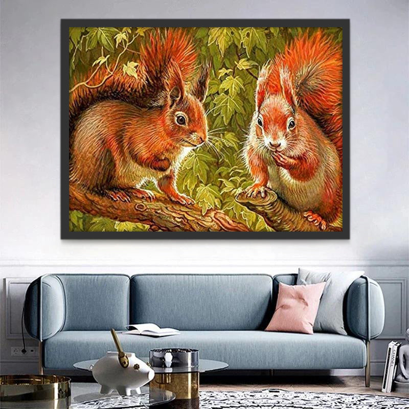 Deux Petits Écureuils Peinture par Numéros