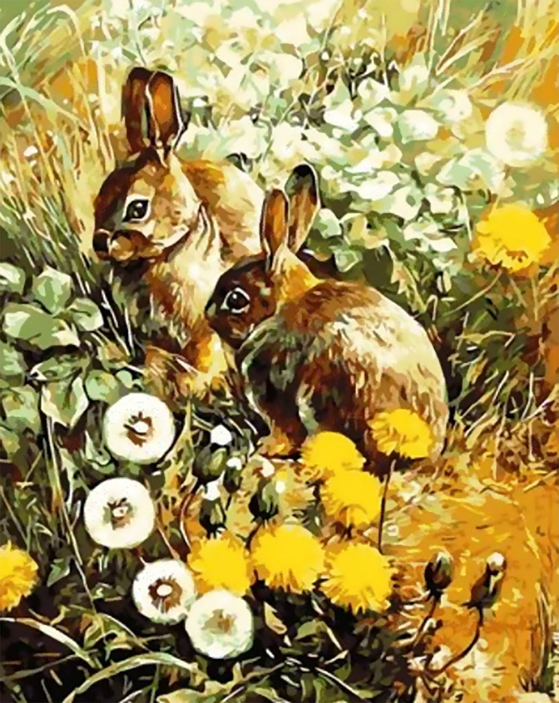 Deux Petits Lapins Peinture par Numéros