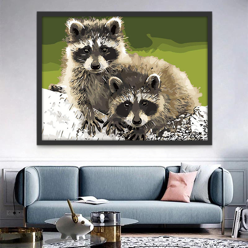 Deux Petits Racoons Peinture par Numéros