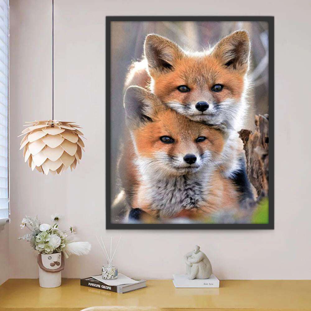 Deux Petits Renards Roux Peinture par Numéros
