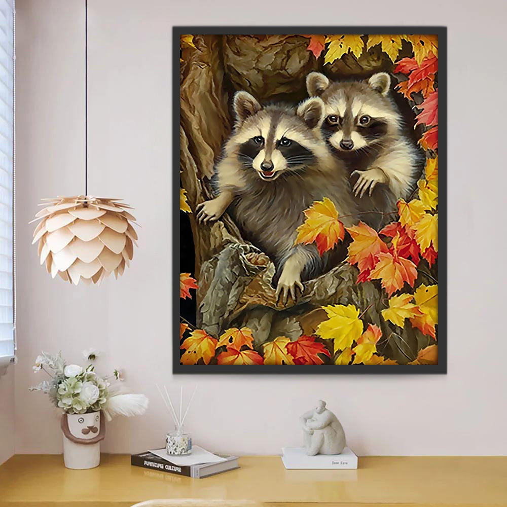 Deux Racoons Peinture par Numéros