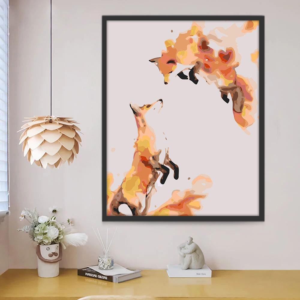 Deux Renards Jouant Peinture par Numéros