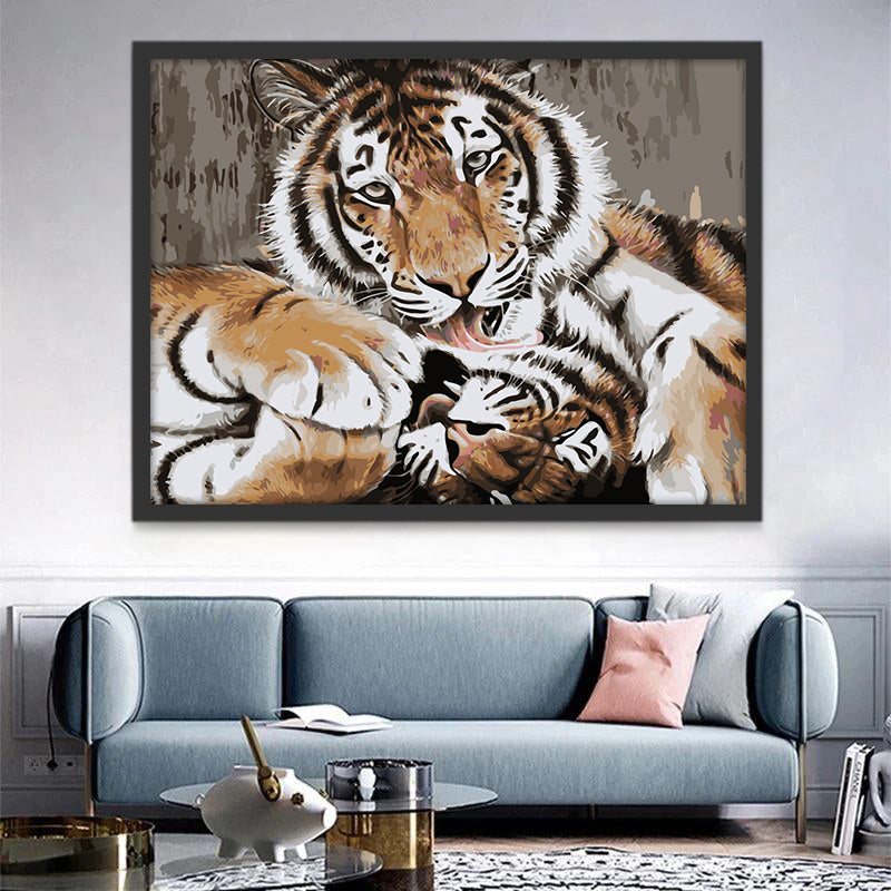 Deux Tigres Aimants Peinture par Numéros