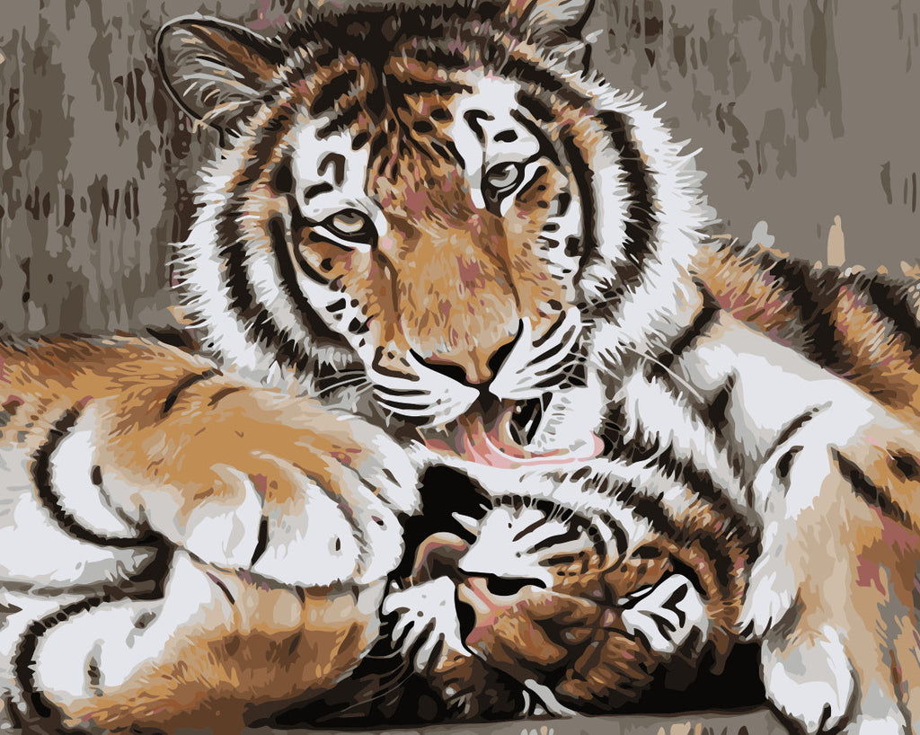 Deux Tigres Aimants Peinture par Numéros