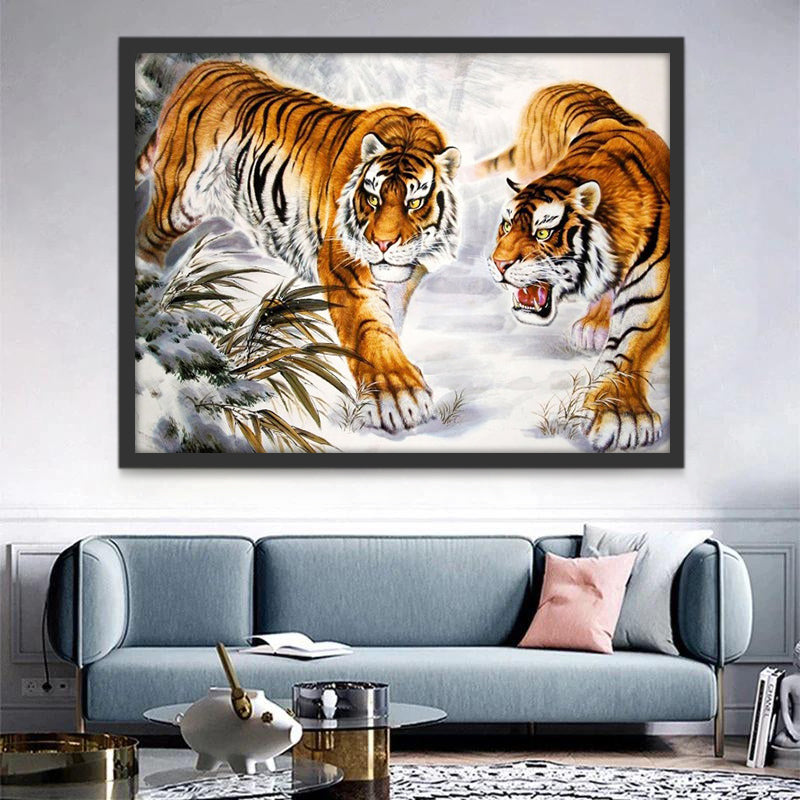 Deux Tigres Roux Peinture par Numéros