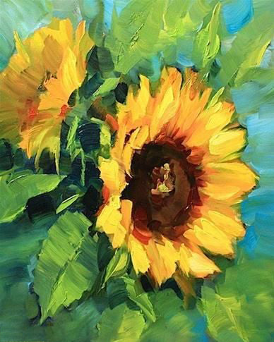 Deux Tournesols Peinture par Numéros