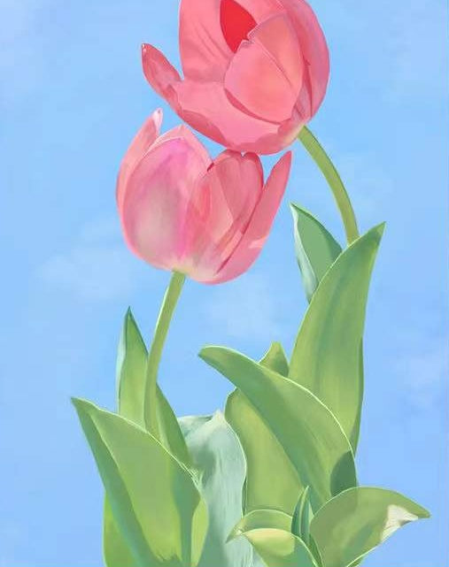 Deux Tulipes Peinture par Numéros